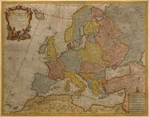 Euroopan kartta, julkaistu vuonna 1700, Pariisi (värikaiverrus)